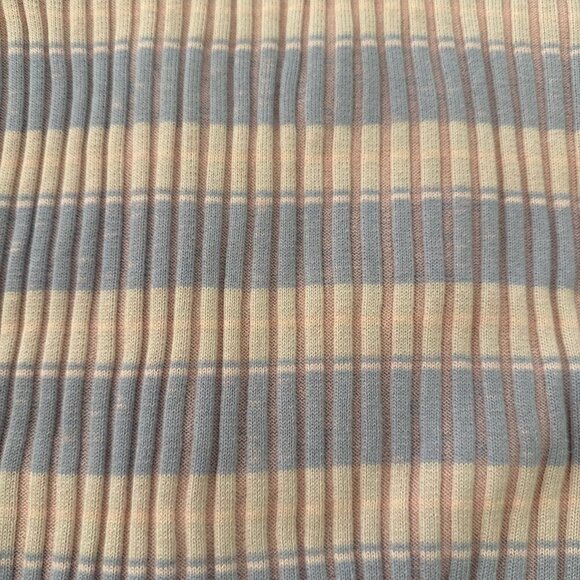 Frayed Denim Ribbed Collared Top Tennis Stripes 80s 90s Preppy Size Large - Picture 14 of 14